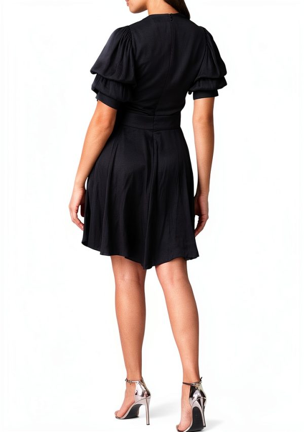 Zadig Voltaire Black Satin Dress Womens V-Neck Lined-2