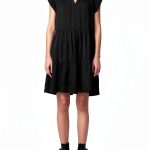 Zadig Voltaire Rito Satin Dress Mini Split Neckline Womens-0