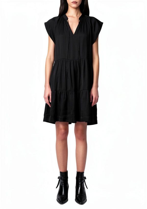 Zadig Voltaire Rito Satin Dress Mini Split Neckline Womens-0