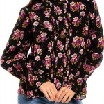 Zadig Voltaire Silk Top Mock Neck Womens Black Multicolor-0
