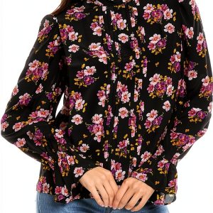 Zadig Voltaire Silk Top Mock Neck Womens Black Multicolor-0