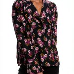 Zadig Voltaire Tunic Black Peonies Womens Button Front-0