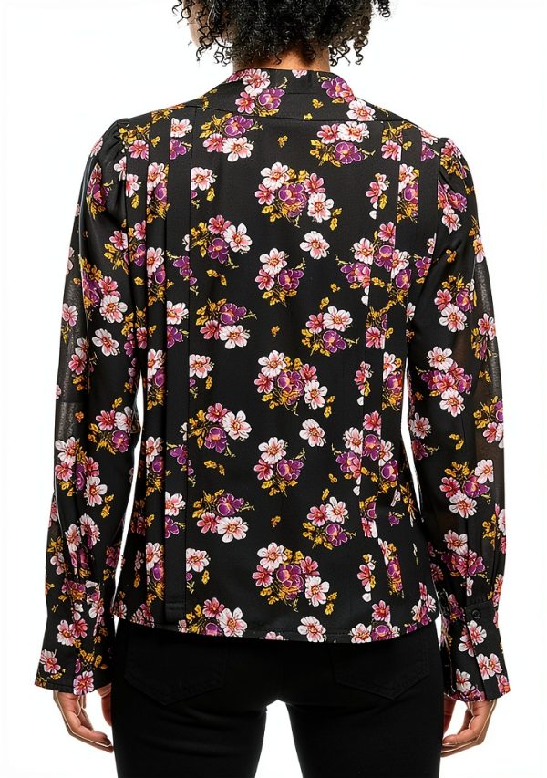 Zadig Voltaire Tunic Black Peonies Womens Button Front-1