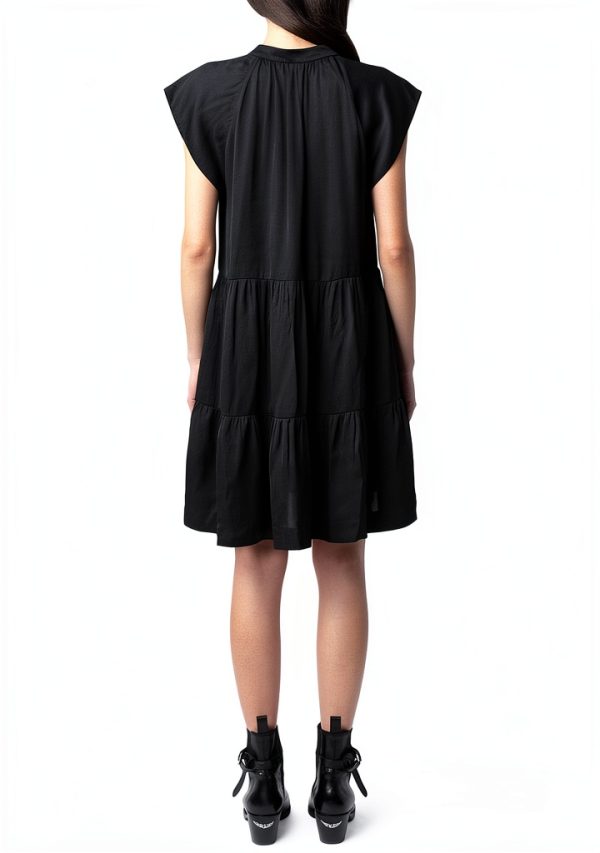 Zadig Voltaire Rito Satin Dress Mini Split Neckline Womens-1