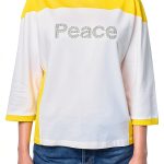 Colorblock Cotton T-Shirt Zadig Voltaire Rhinestone Peace-0