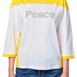 Colorblock Cotton T-Shirt Zadig Voltaire Rhinestone Peace-0