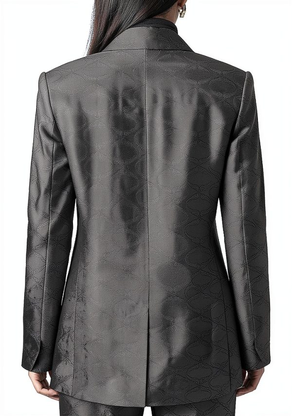 Womens Jacquard Wing Print Button Front Long Sleeve Shirt-1